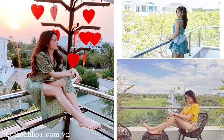 chụp ảnh bên ban công villa flc sầm sơn