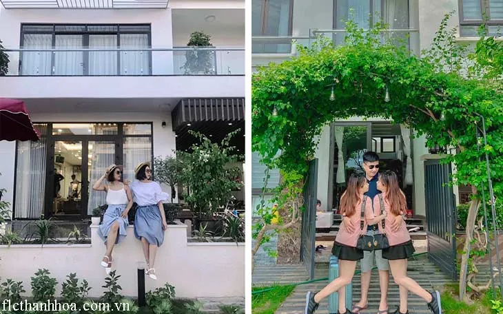 chụp ảnh trước biệt thự