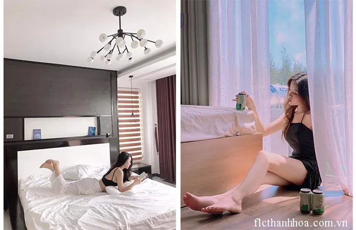 chụp ảnh tại phòng ngủ villa flc