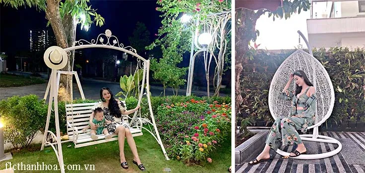 tạo dáng bên xích đu