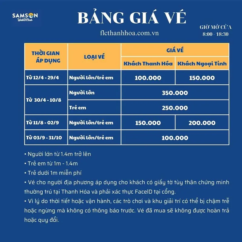 Giá vé công viên nước sầm sơn Sun world mới nhất