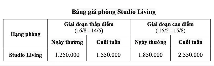giá phòng studio living