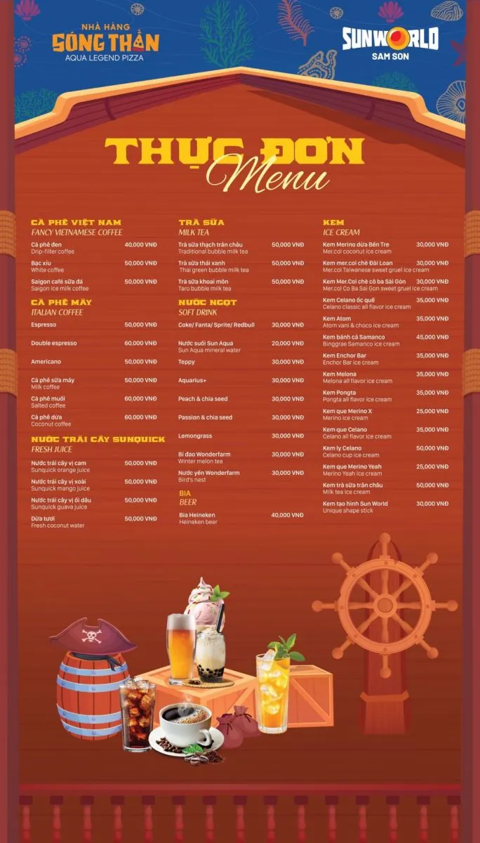 Đồ uống đa dạng của nhà hàng Sóng Thần