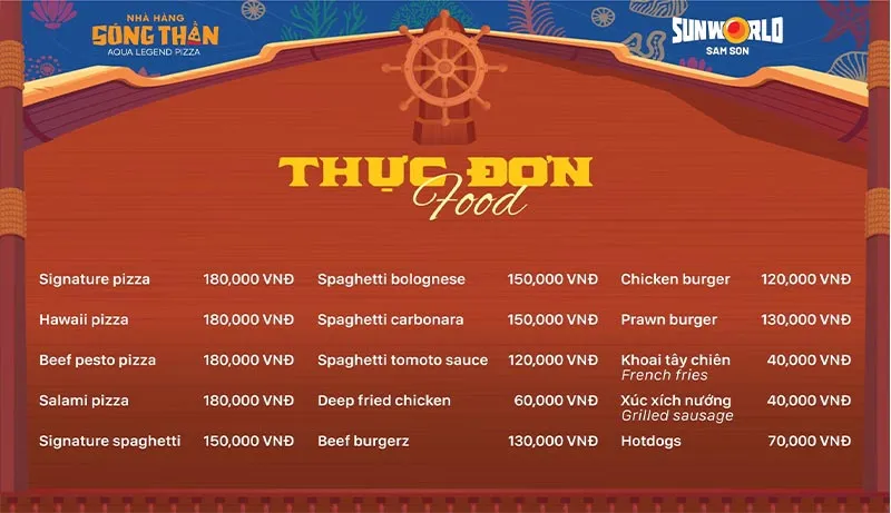 Thực đơn nhà hàng Sóng Thần